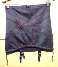 Revival Lingerie 6 Strap Open Bottom Girdle - Black - X Large - Waist 31/32"