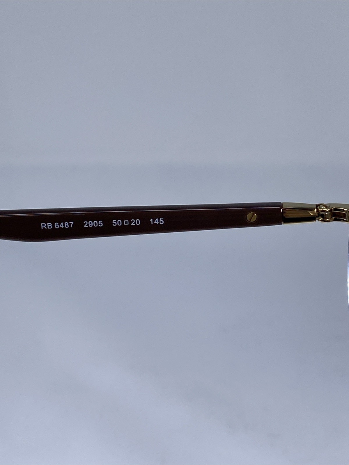 RAY-BAN RB6487 2905 Dark Brown/Gold Half Rimless Eyeglasses Frame 50-20-145