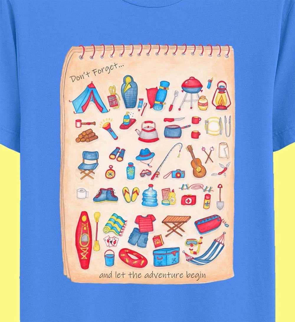 Camping shirts: Blue T shirt "Camping List" Royal blue colour T shirt, Mens tee
Opens in a new windo