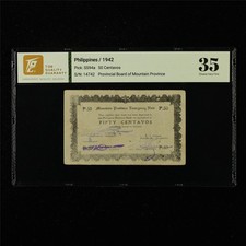 1942 Philippines Provincial Board of Mountain Province 50 Centavos Pick#S594a