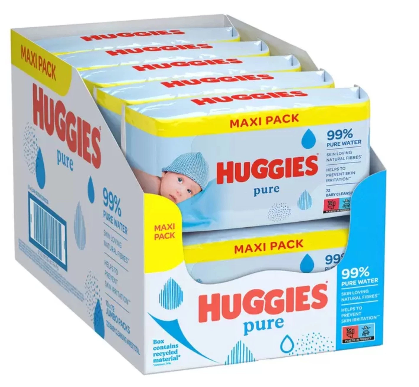 HUGGIES PURE BABY WIPES PACK OF 10 X 72 WIPES WET BULK WHOLESALE PACKS SEE NOTES