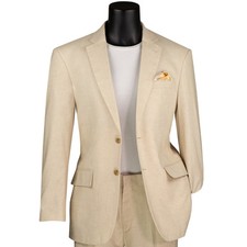 VINCI Men's Tan Linen 2-Button Modern Fit Summer Suit, 38S-56L - NEW