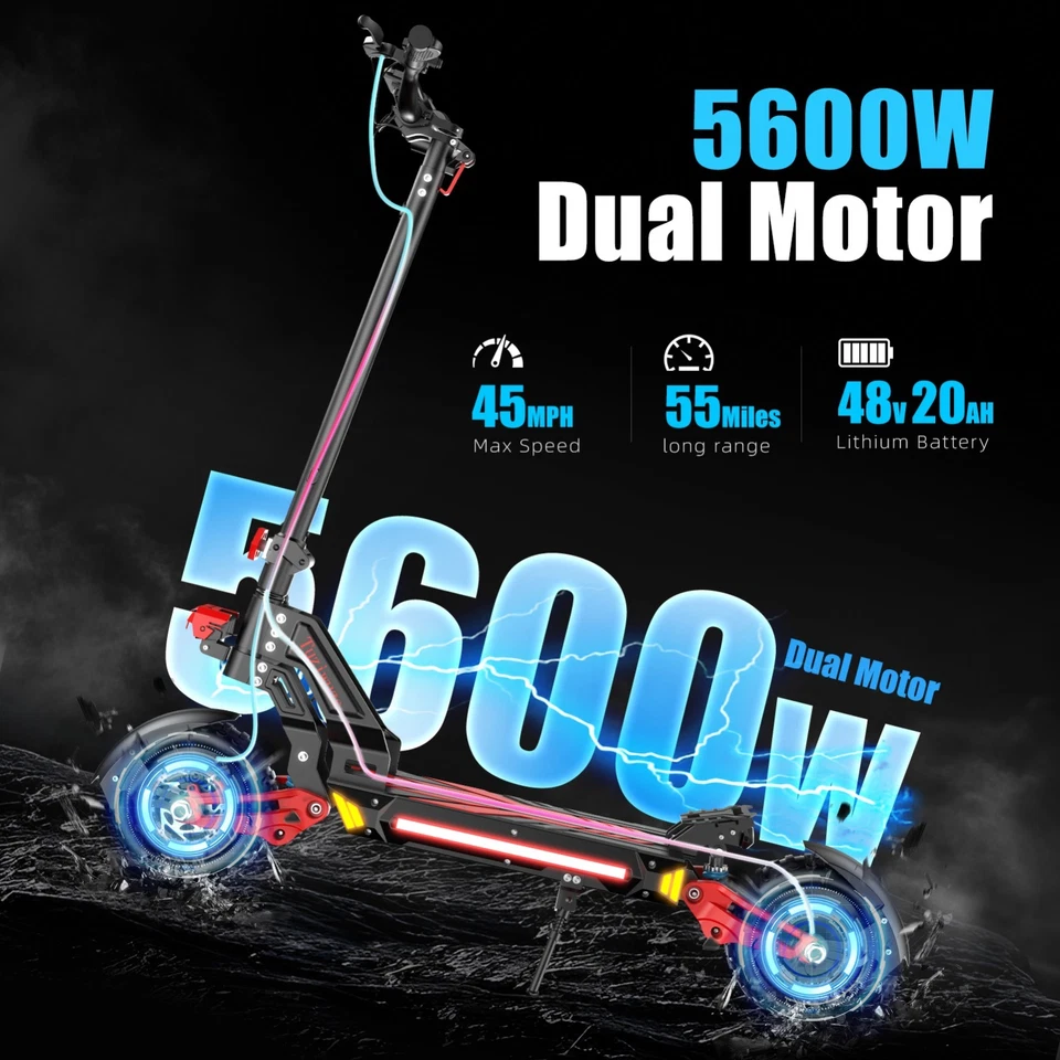 5600W Dual Motor Electric Scooter , 55Miles Long Range 45MPH Top Speed EScooter - Image 3 of 4