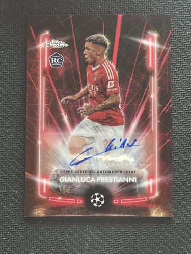 2025 Topps Chrome UEFA Club Competitions Gianluca Prestianni Black Lazer Auto /5