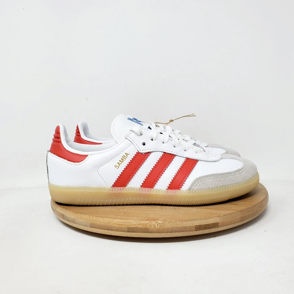 Adidas Samba OG Shoes Kids 2 Classic White Red Soccer Low Turf Indoor Sneaker - Image 2 of 4