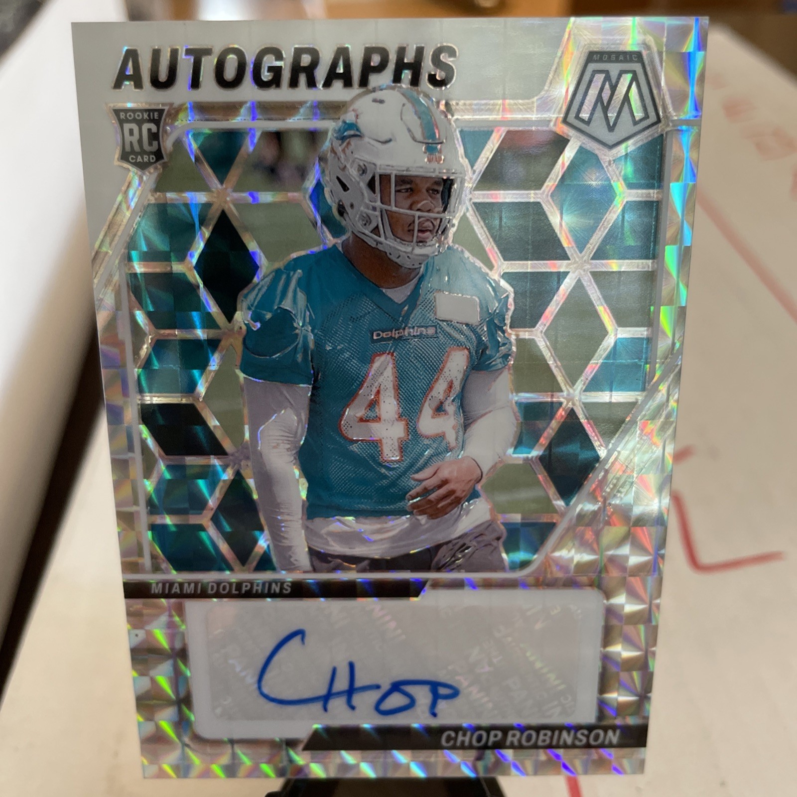 2024 Panini Mosaic Chop Robinson RC Auto Silver PRIZM Dolphins Rookie