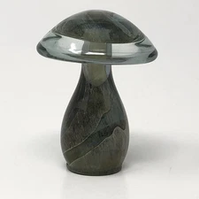 Vintage Lundberg Studios Mushroom Art Glass Paperweight Signed 3.5"