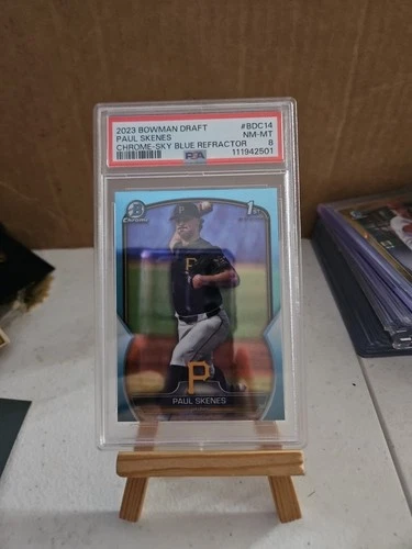 PSA8 2023 Bowman Draft - Chrome Sky Blue Refractor #BDC-14 Paul Skenes (RC)