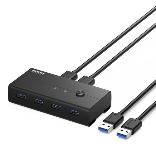 FIDECO USB 3.2 Gen 1 KM Switch Selector, 5Gbps Speed, 2-Port Input and... 