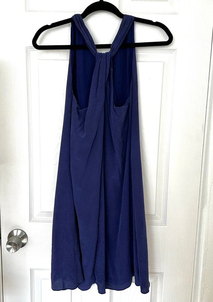 Vestido sin mangas Cynthia Rowley 100 % seda azul nudo corredor espalda para mujer talla 2 vintage” Foto 2 de 4