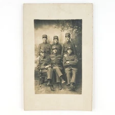 Danish WW1-Era Soldier Boys RPPC Postcard c1915 Denmark Military Group Art D1020