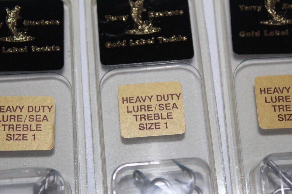 5 PACKS TERRY EUSTACE GOLD LABEL TACKLE HEAVY DUTY LURE/SEA TREBLE
