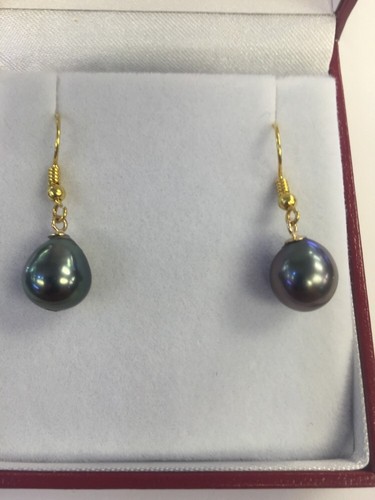 Perlas de 9 mm del Mar del Sur de Tahití. Plateado en oro 24 K - Imagen 4 de 11