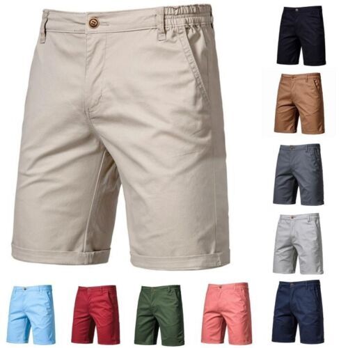 Men Shorts Cotton Summer Casual Solid Elasticated Cargo Men Shorts Cotton Summer Casual Solid Elasticated Cargo