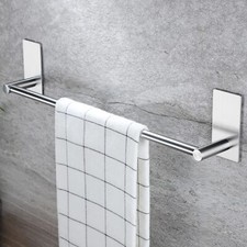16" Self-Adhesive Bathroom Towel Bar Wall Shelf Rack Hanging Towel Stick On Bar