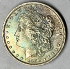 1885-O MS MORGAN SILVER DOLLAR * AWESOME COLOR TONED * BLAST WHITE REVERSE * BU