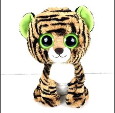 TY Beanie Tiger Stripes W/Green Eyes Plush W/O Tags 9"