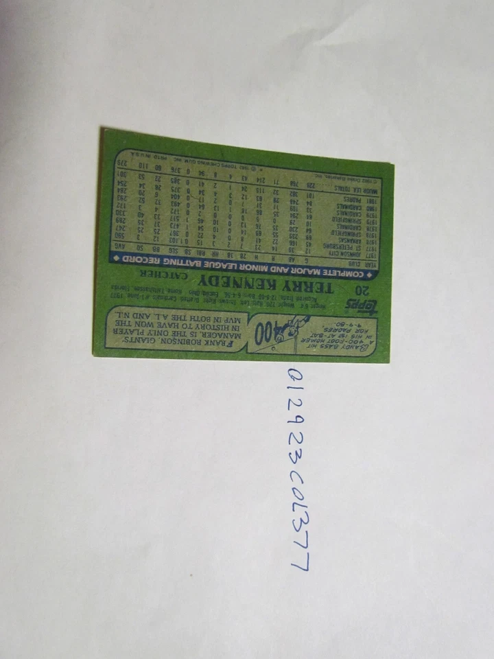 1982 Drakes Terry Kennedy signed Baseball Trading Card - Image 3 of 3