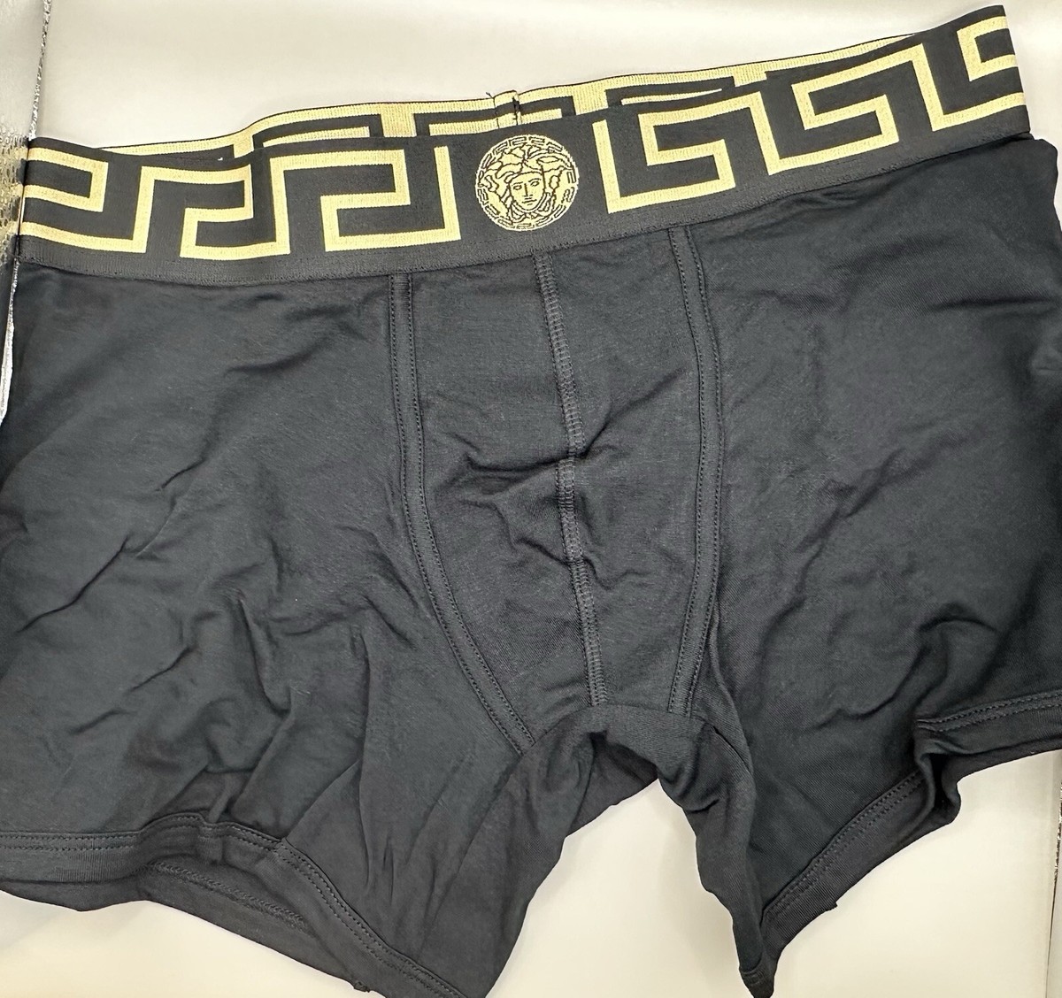 Versace Greco Boarder 2-Pack Black & Black Trunks/ Boxer Briefs