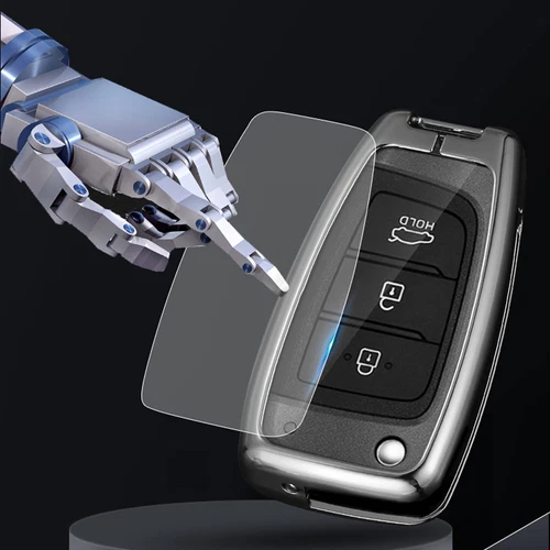 For Hyundai Accent Kona Sonata i30 Zinc Alloy Leather Remote Key Fob Case Cover - Foto 6 di 20