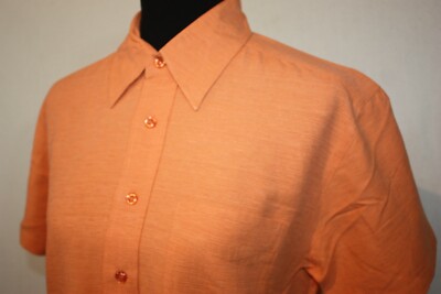 NWT Port Authority Size S Men's Hawaiian Camp Shirt Orange Textured Sava Silk
