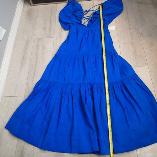 Robe maxi coton bleu cravate dos lin mélangé La Ligne taille L - Photo 15/21
