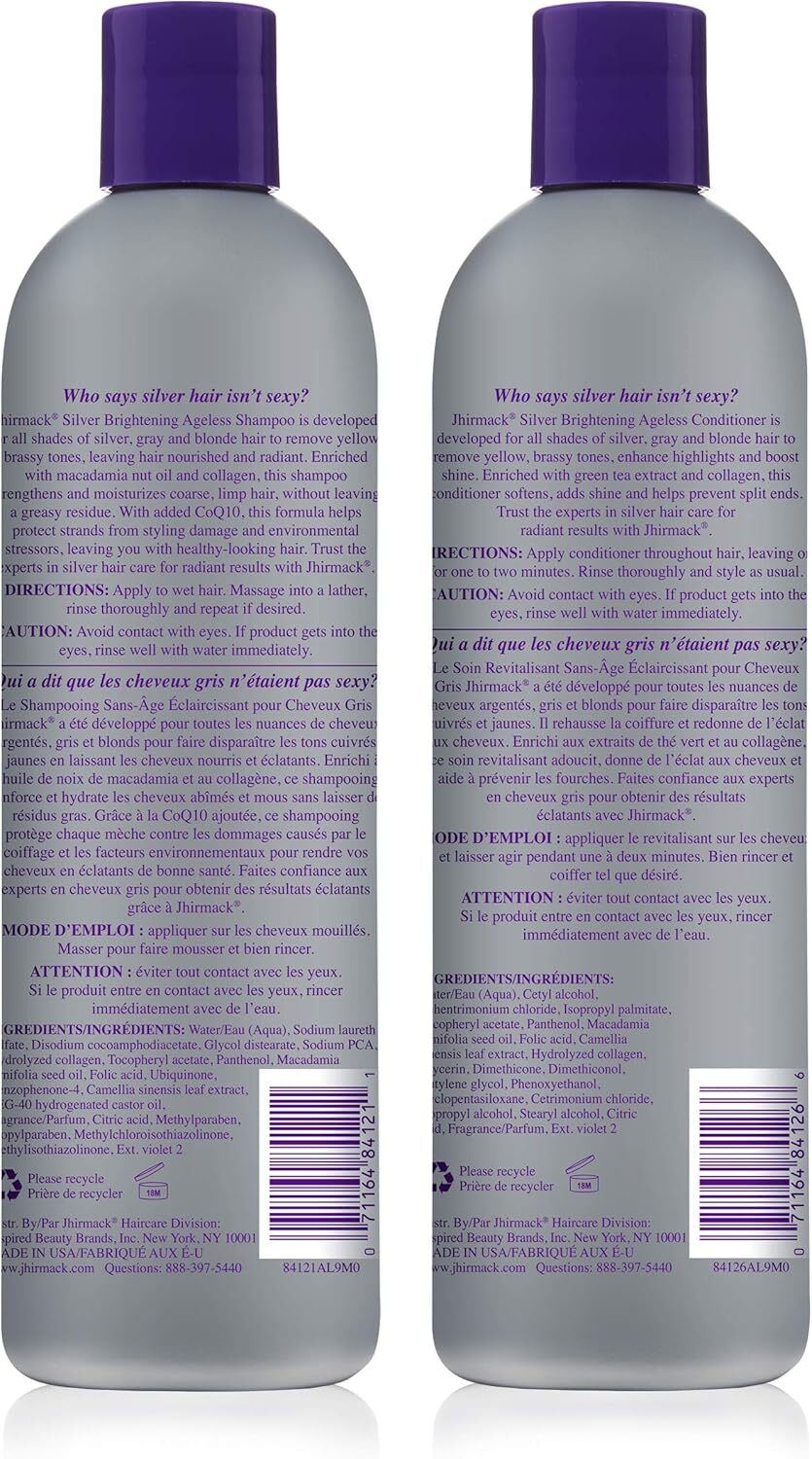 Jhirmack Silver Brightening Purple Shampoo and Conditioner Set for All Hair Types