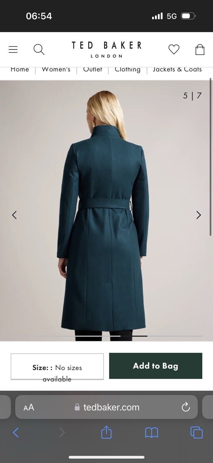Ted Baker Sandra Dark Teal Wool Long Coat TB1 image 8