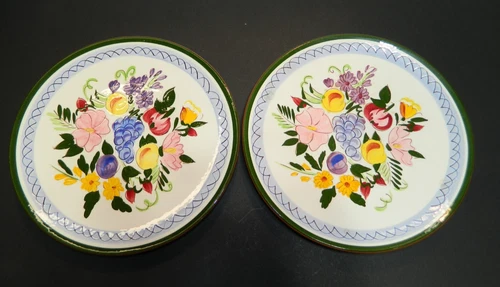 MCM VTG Stangl Pottery Fruit and Flowers 10 1/8” Dinner Plate Lot of 2