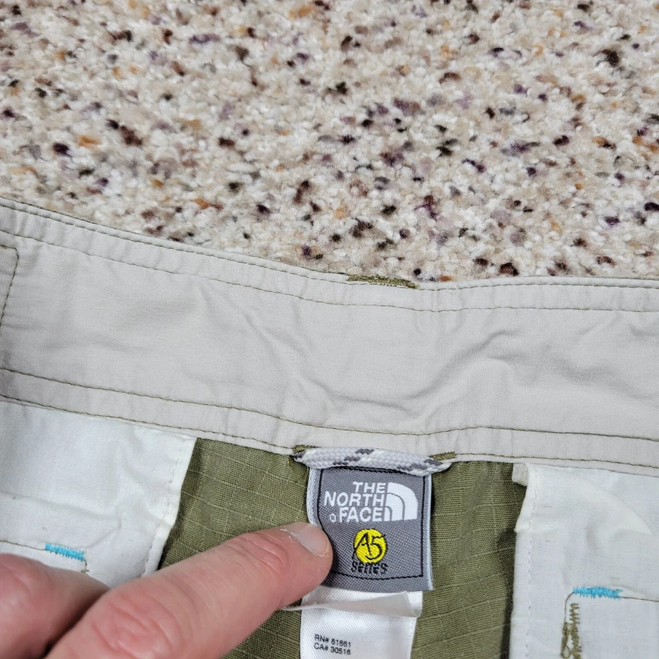 Pantalones Cortos North Face Para Mujer 6 Largos Verde Carga Desgarro Aire Libre Senderismo Distress * Foto 3 de 4