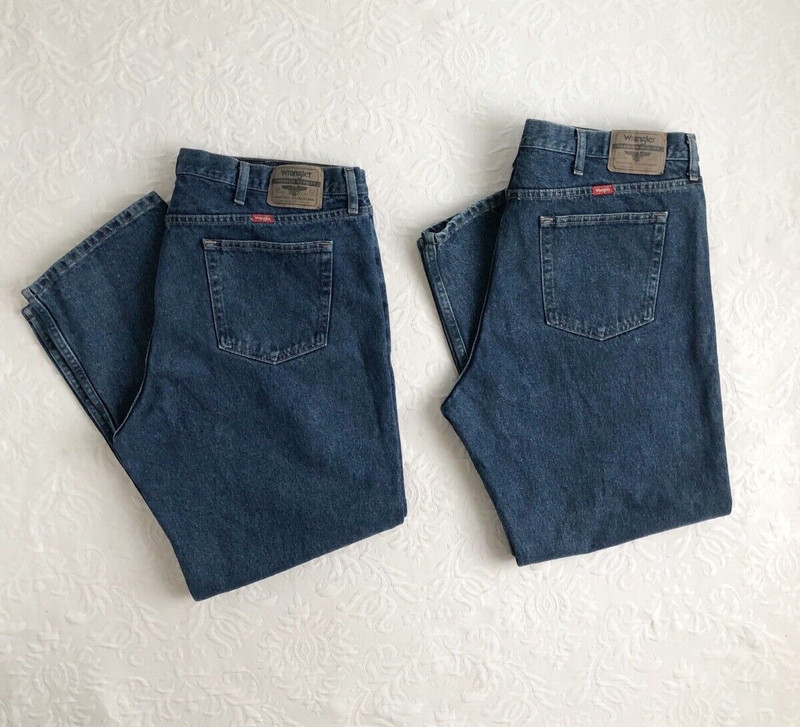 Wrangler Men's 42x30 Premium Quality Distressed Relaxed Fit Denim Jean's Set/2