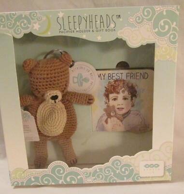 Sleepyheads Brown Bear Pacifier Holder & My Best Friend Board Book Gift Set NEW