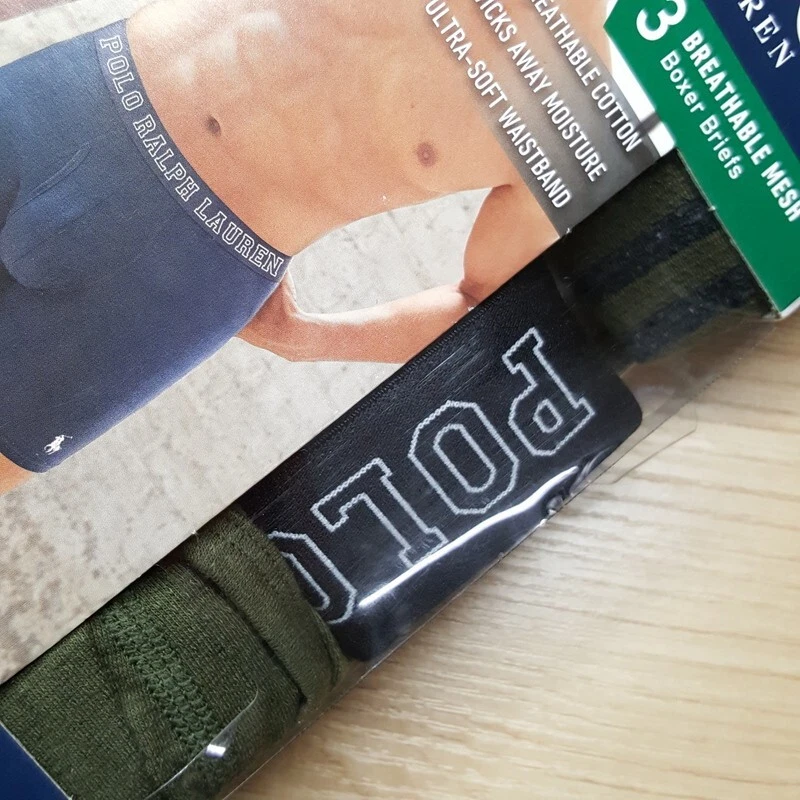 POLO RALPH LAUREN Boxer Briefs Mens Small Green 3-Pack Breathable Mesh Logo - Image 4 of 4