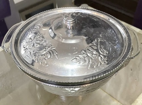 Pyrex Fire King Vintage Mid-Century 3-pc Aluminum Covered Casserole Dish