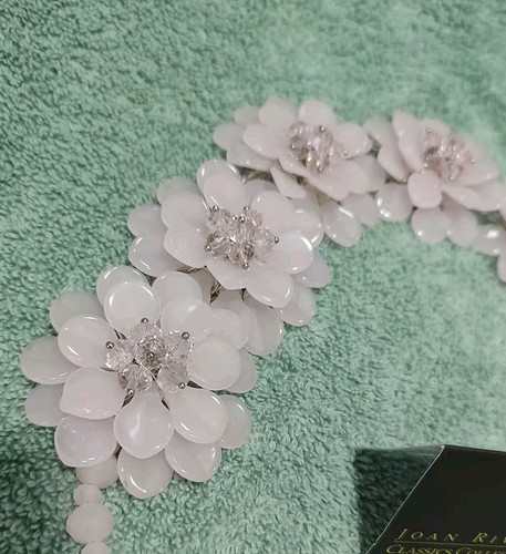 Joan Rivers Statemen Large Chunky Necklace Pink Flower Cluster Rhinestone - Picture 2 of 9