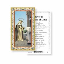 St. Rose of Lima Prayer to Saint Rose - Gold Trim - Paperstock Holy Card