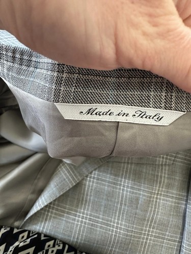 π₯ Canali Menβs 54R / 44R US Sport Coat β Made in Italy β 100% Wool Gray Plaid β - Picture 9 of 11