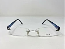 Über Eyeglasses Frame INK BROWN 54-18-145 Blue/Brown Rimless Plastic ID76