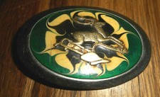 Vintage JD JOHN DEERE FARM EQUIPMENT TRACTORS PLOW Advertising BELT BUCKLE