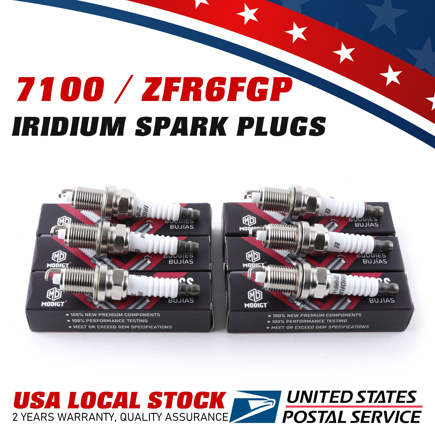 OEM Quality 6Pcs Fit NGK 7100 / ZFR6FGP Standard Iridium Spark Plug New US Stock