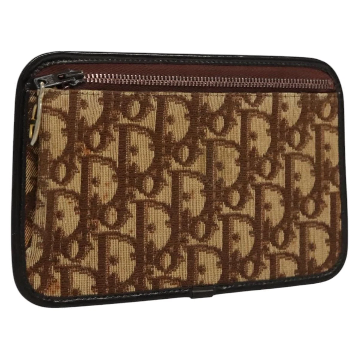 Pochette toile Christian Dior trotteur marron authentique 117025
