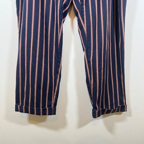 Zara Women's Trousers Striped Belted Pockets Elegant Casual Navy Size XL - Picture 3 of 16