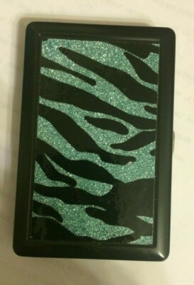 Retro Blue/Black Tiger Animal Print Cigarette Case Business Credit Card  Holder