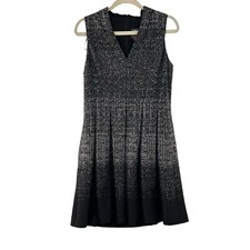 Vince Camuto Womens Black & White Sleeveless Fit & Flare Dress 12P Tweed Ombre 