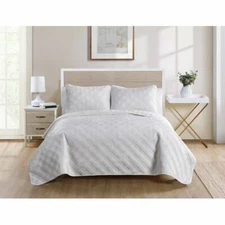 VCNY Home Diana Diamond Stitch 3-Pc. Quilt Set - FULL / QUEEN - Snow White