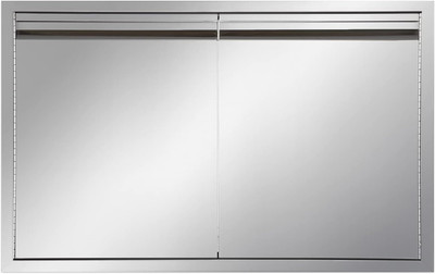 Outdoor Double Access Grill Station, Stainless Steel Handleless Grill Door, 33W 