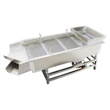 110V Linear Vibrating Screen Upper 4mm Lower 1mm Full Stainless Steel Round Hole