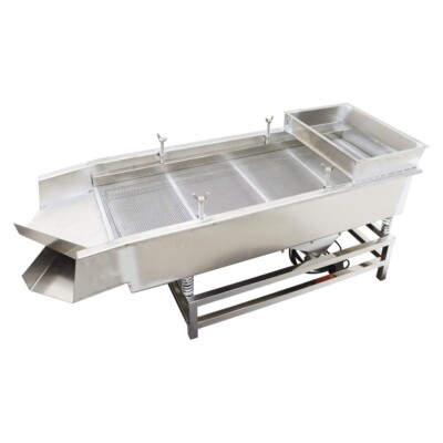 110V Linear Vibrating Screen Upper 4mm Lower 1mm Full Stainless Steel Round Hole