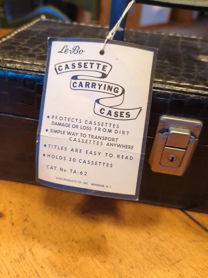 Caja de almacenamiento de cartucho de transporte de cinta vintage Le-Bo cuero negro piel de serpiente  Foto 3 de 4