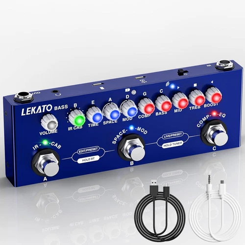 Bass Multi Effects Pedal, Guiter Peda with IR Loading 9 AMP Models, Delay Reverb